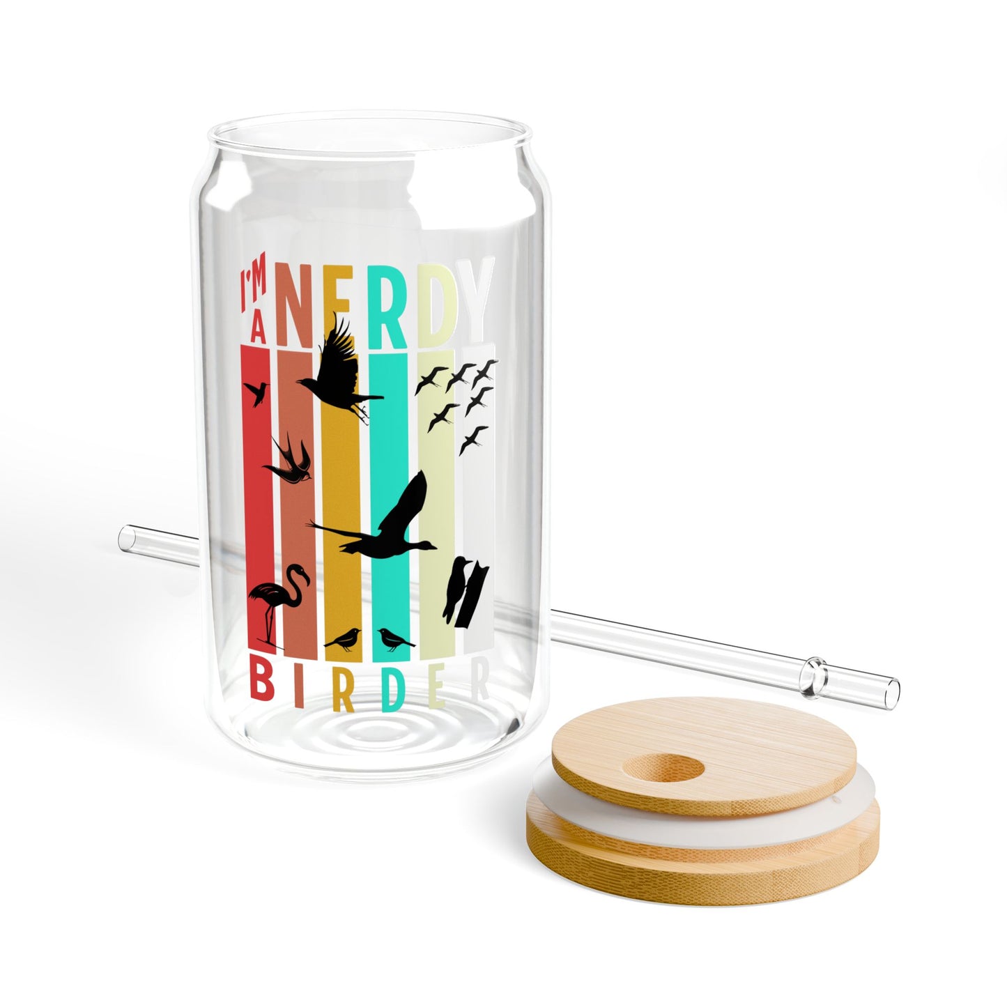 The Nerdy Birder I'm A Nerdy Birder 16oz Sipper Glass With Bamboo Lid