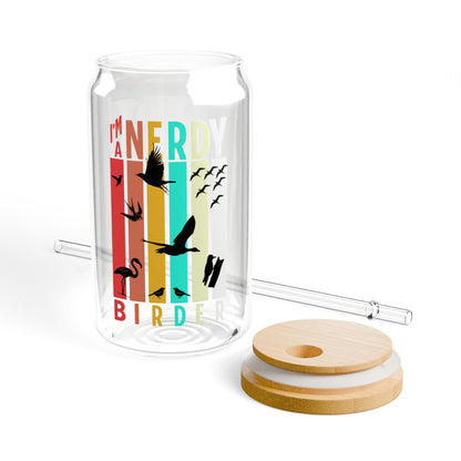 The Nerdy Birder I'm A Nerdy Birder 16oz Sipper Glass With Bamboo Lid