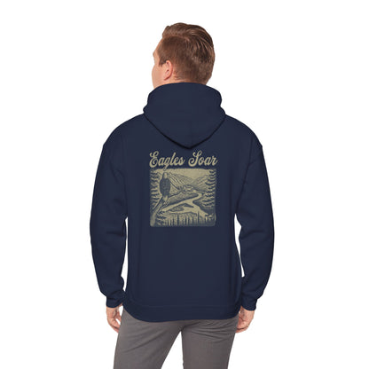 The Nerdy Birder - Eagle Soars Back Design Unisex Hoodie - Cozy Sweatshirt for Nature Lovers