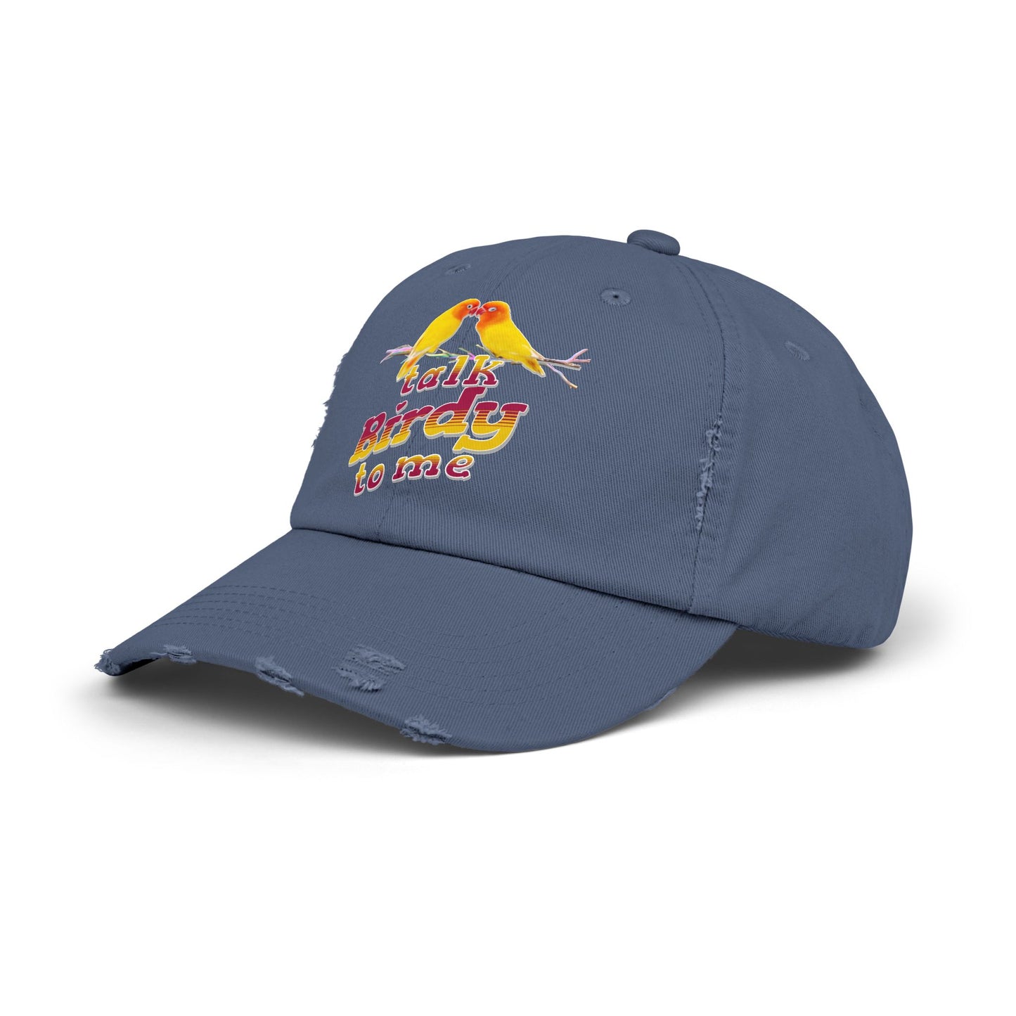 Talk Birdy To Me Distressed Cap, Casual Hat for Bird Lovers, Unique Gift for Nature Enthusiasts, Trendy Apparel for Outdoor Adventures