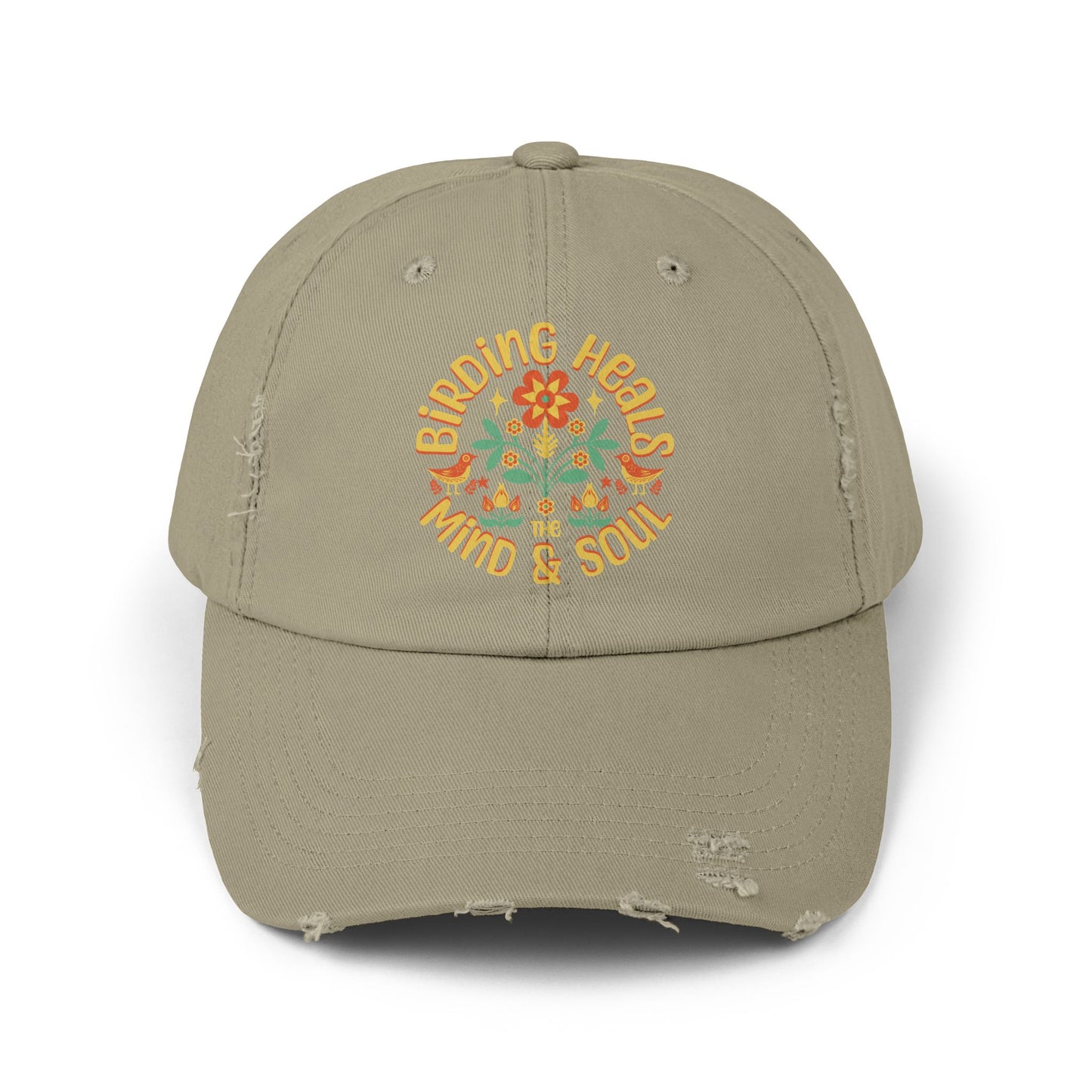 Birding Heals The Mind & Soul Unisex Distressed Cap - - Perfect Gift for Nature Lovers