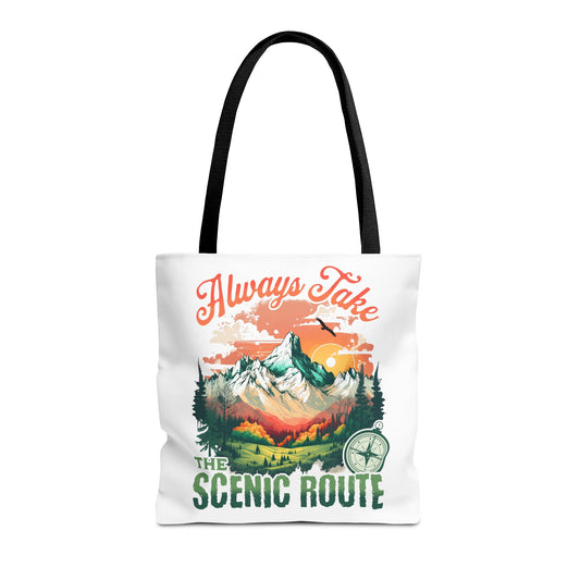 Always Take the Scenic Route Tote Bag - Nature Lover's Eco-Friendly Bag for Travel & Adventure