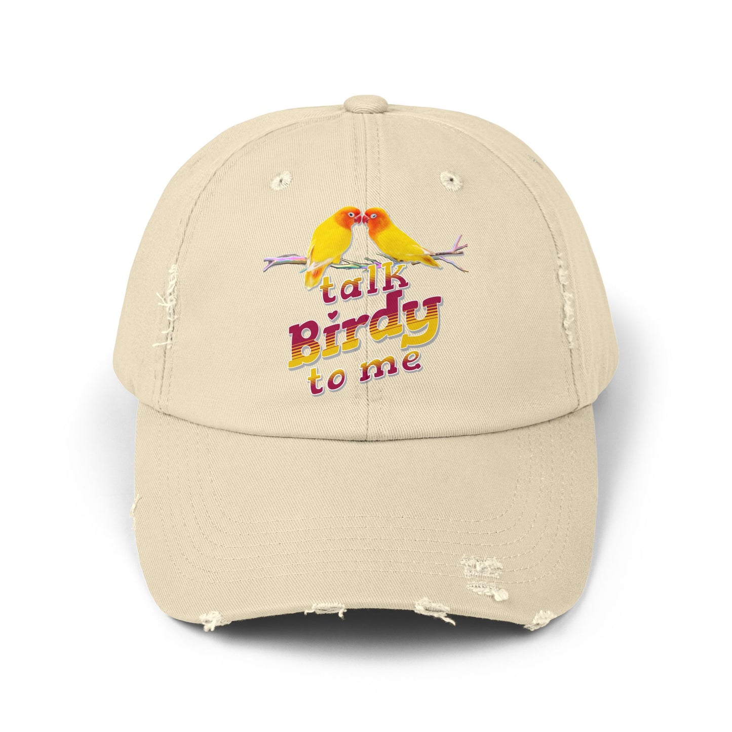Talk Birdy To Me Distressed Cap, Casual Hat for Bird Lovers, Unique Gift for Nature Enthusiasts, Trendy Apparel for Outdoor Adventures
