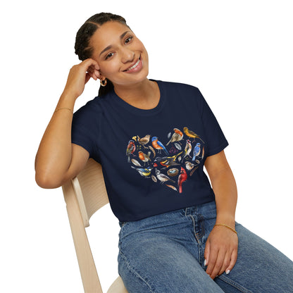 Bird Heart Unisex Softstyle T-Shirt - Heart Design