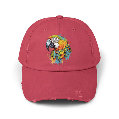 The Nerdy Birder Colorful Parrot Vintage Style Hat - Unisex Distressed Cap