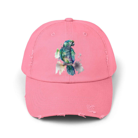 The Nerdy Birder Blue Parrot Vintage Style Hat - Unisex Distressed Cap