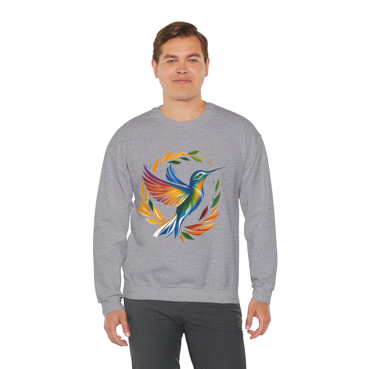 Hummingbird Rainbow Graphic Unisex Crewneck Sweatshirt