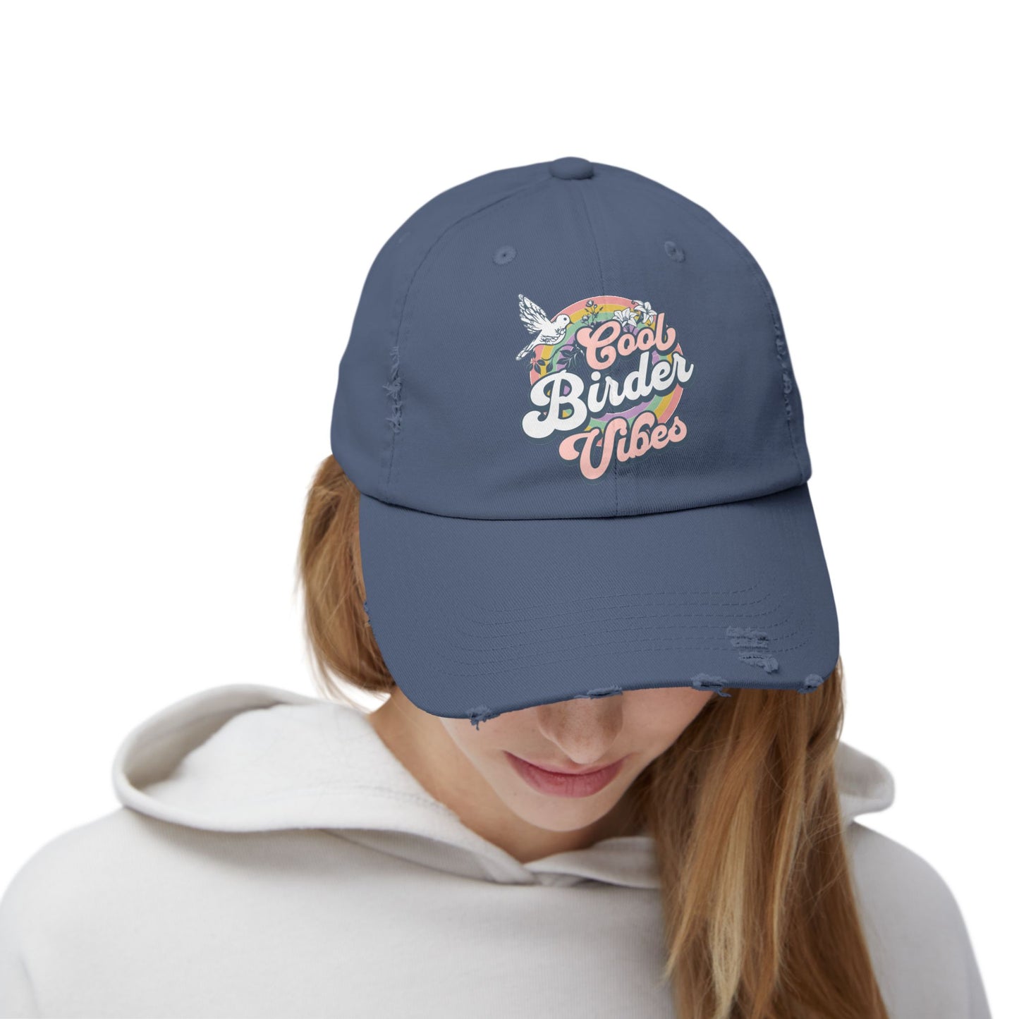 The Nerdy Birder Cool Birder Vibes Vintage Style Hat - Unisex Distressed Cap