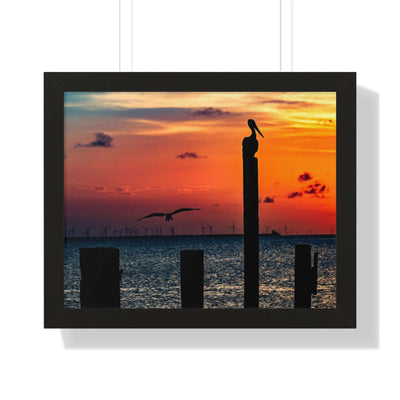 Serene Sunset Framed Horizontal Poster - Coastal Decor for Beach Lovers