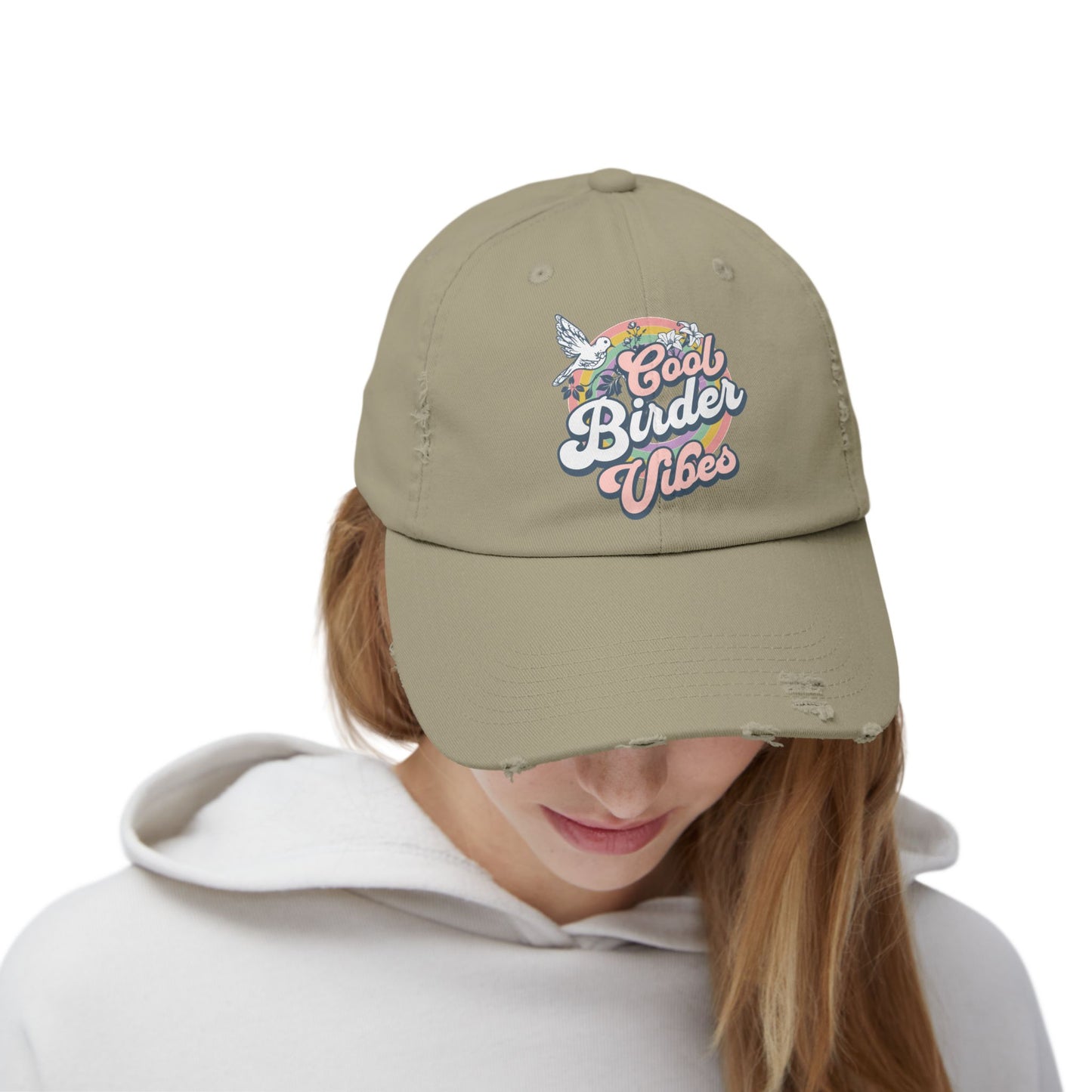 The Nerdy Birder Cool Birder Vibes Vintage Style Hat - Unisex Distressed Cap