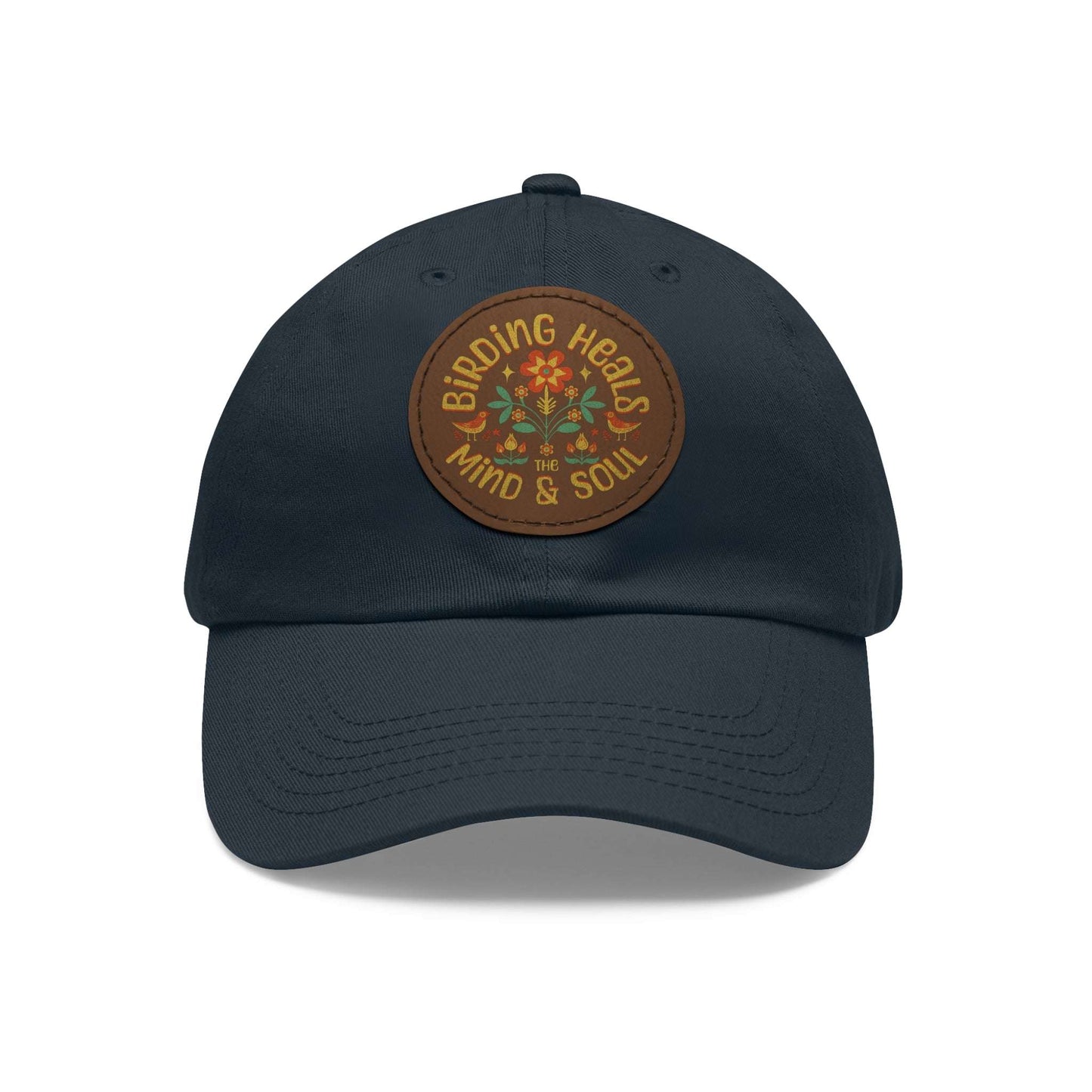 The Nerdy Birder - "Birding Heals the Mind and Soul" Dad Hat, Leather Patch Cap, Perfect Gift for Dads, Nature Lovers, Casual Style Cap, Summer Accessories
