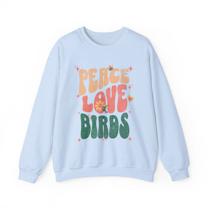 Peace Love Birds Crewneck Sweatshirt - Unisex Cozy Fashion for Nature Lovers