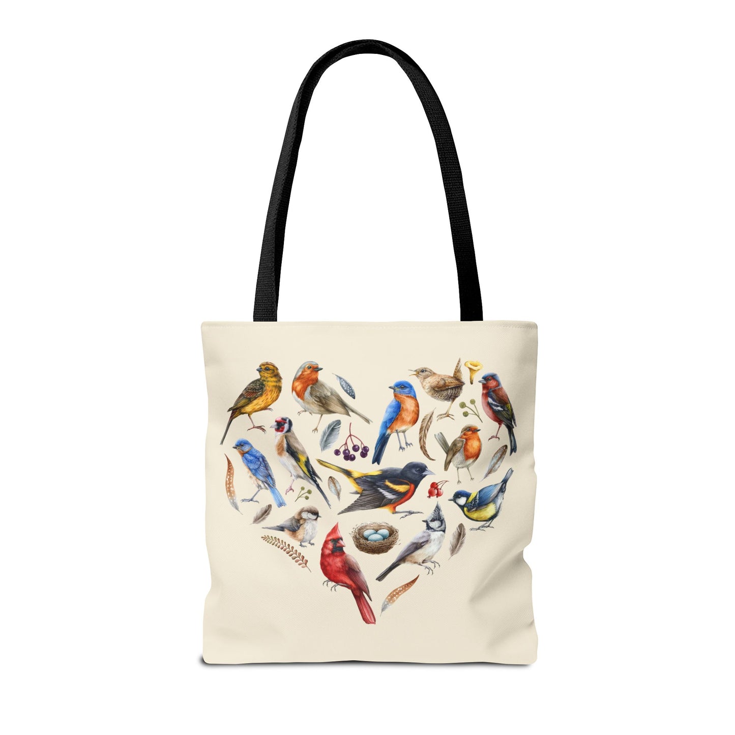 Heart of Birds Tote Bag - Natural color - Heart Design for Nature Enthusiasts