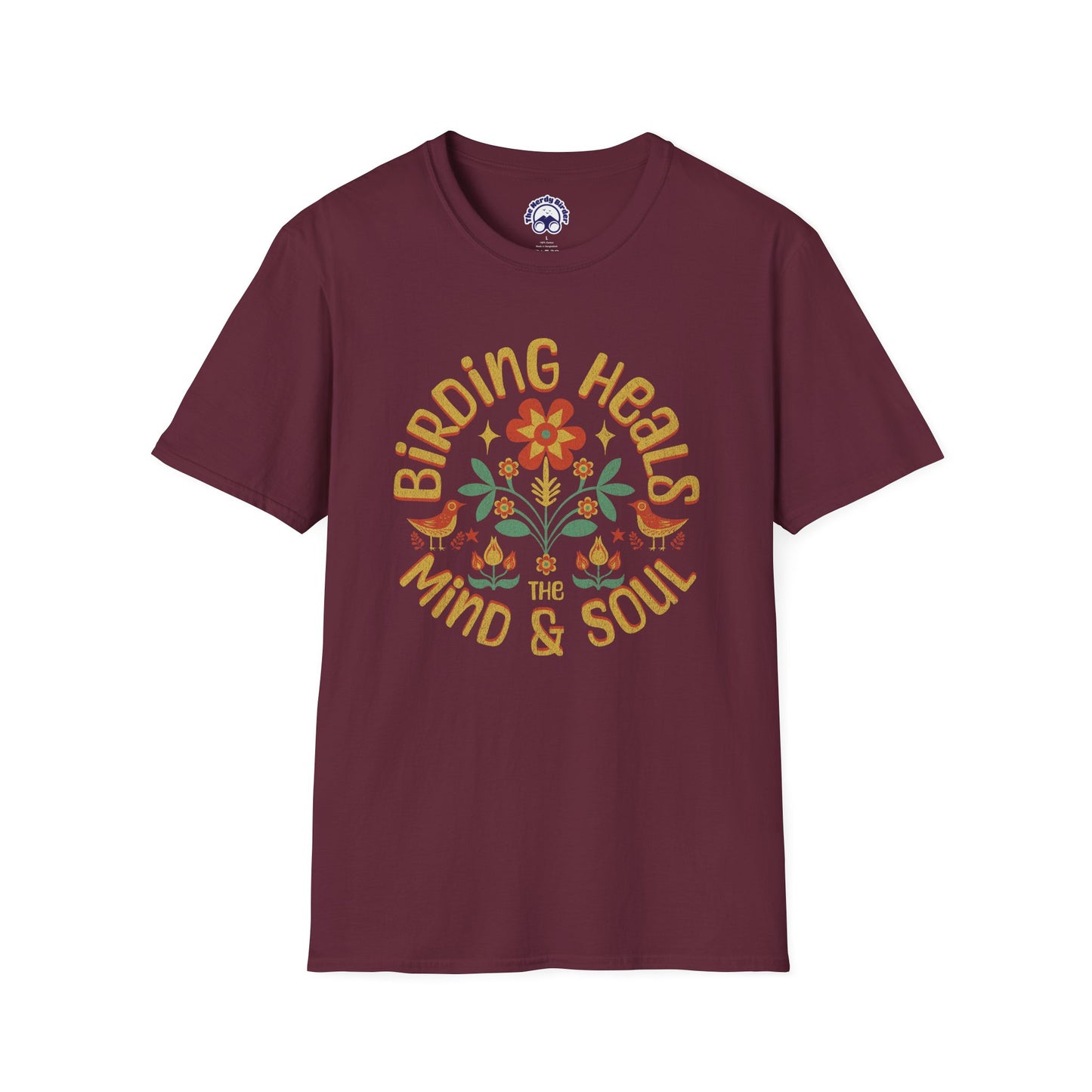 Birding Heals the Mind & Soul – Bird Lover Folk Art T-Shirt