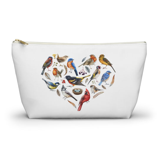 The Nerdy Birder Nature-White Bird Heart Accessory Pouch