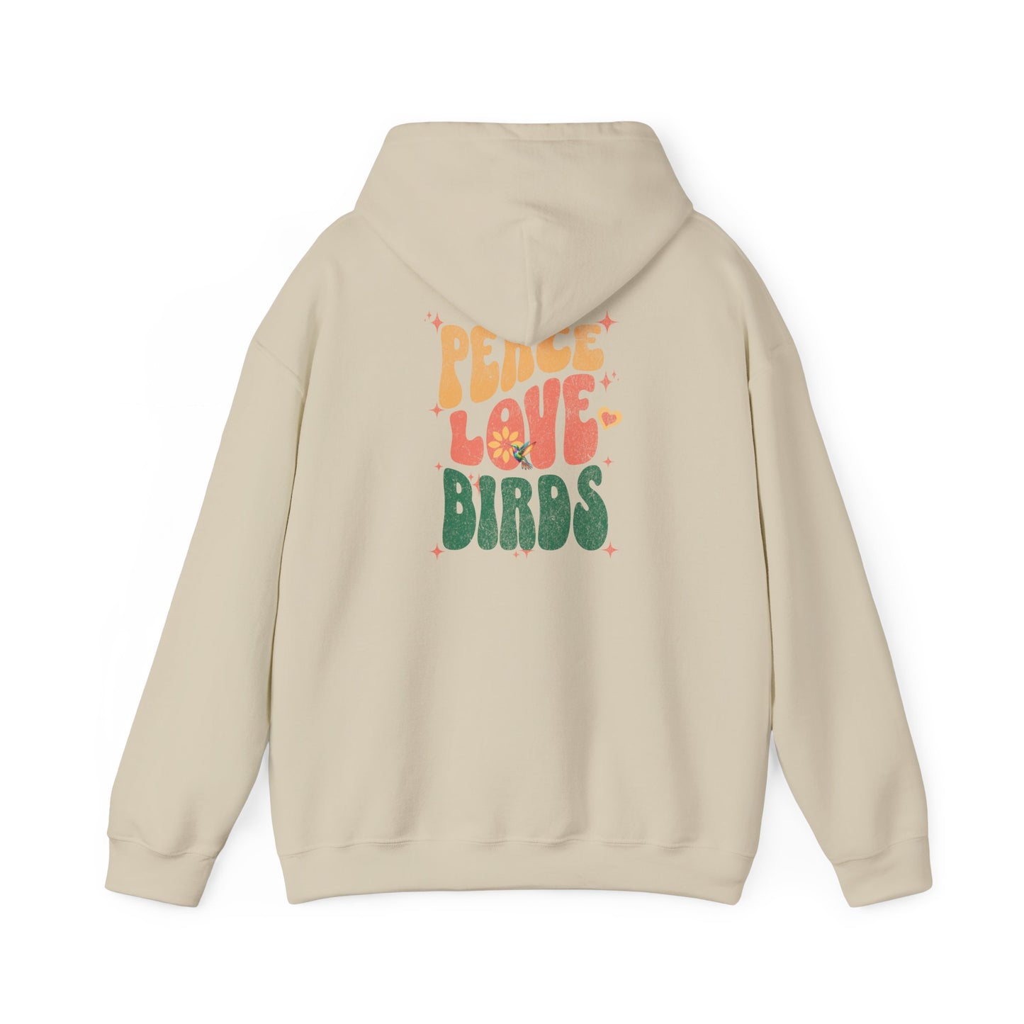 Peace Love Birds Unisex Hoodie Back Design - Cozy Sweatshirt for Nature Lovers