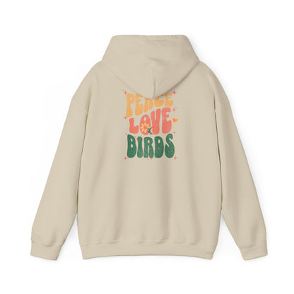 Peace Love Birds Unisex Hoodie Back Design - Cozy Sweatshirt for Nature Lovers