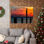 Scenic Matte Horizontal Poster - Serene Sunset with Pelicans and Wind Turbines