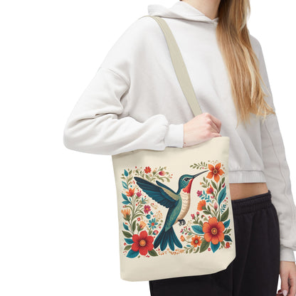 Hummingbird In Bloom Tote Bag - Natural color