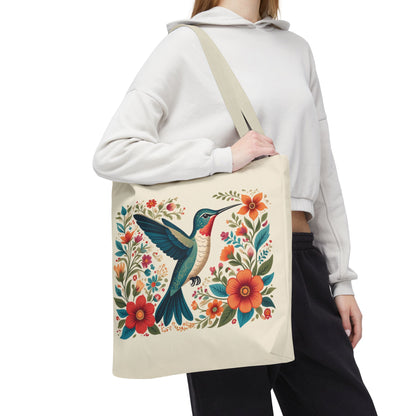 Hummingbird In Bloom Tote Bag - Natural color