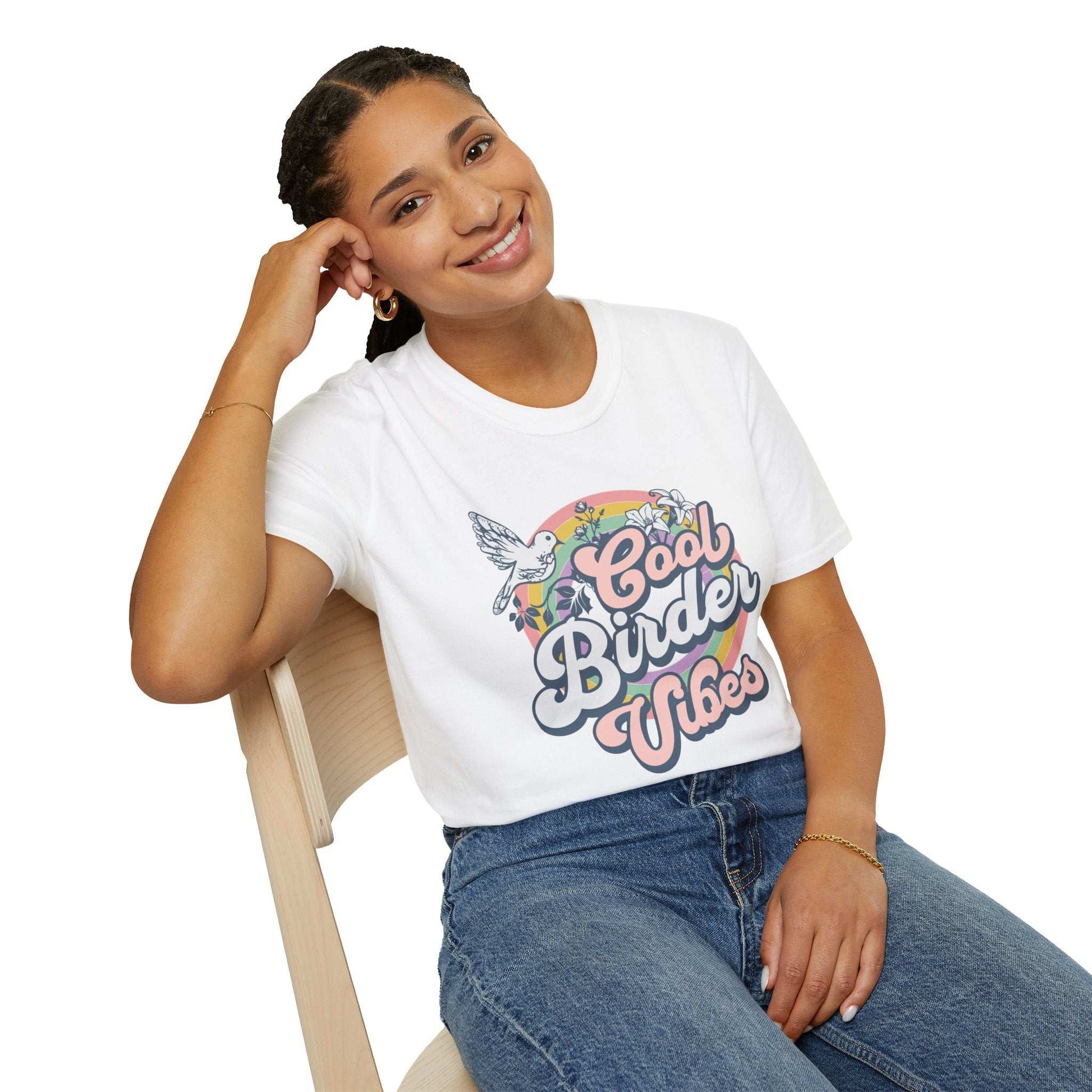 Cool Birder Vibes Unisex Softstyle T-Shirt | Perfect for Bird Lovers and Nature Enthusiasts