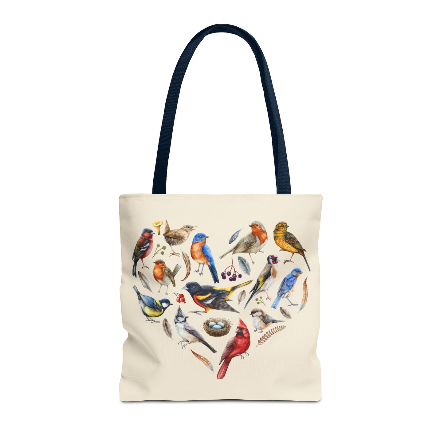 Heart of Birds Tote Bag - Natural color - Heart Design for Nature Enthusiasts