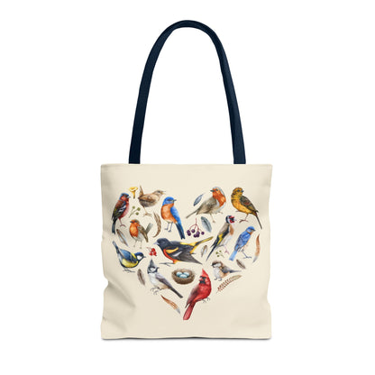 Heart of Birds Tote Bag - Natural color - Heart Design for Nature Enthusiasts