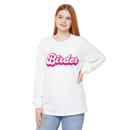 Pink Birder Unisex Garment-dyed Long Sleeve T-Shirt