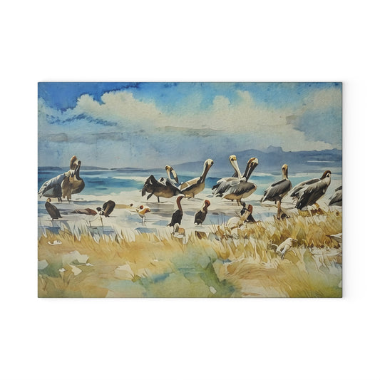 The Nerdy Birder - Coastal Wildlife Glass Cutting Board | Kitchen Décor, Bird Lovers Gift, Beach House Accessory