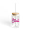 The Nerdy Birder Pink Birder 16oz Sipper Glass With Bamboo Lid