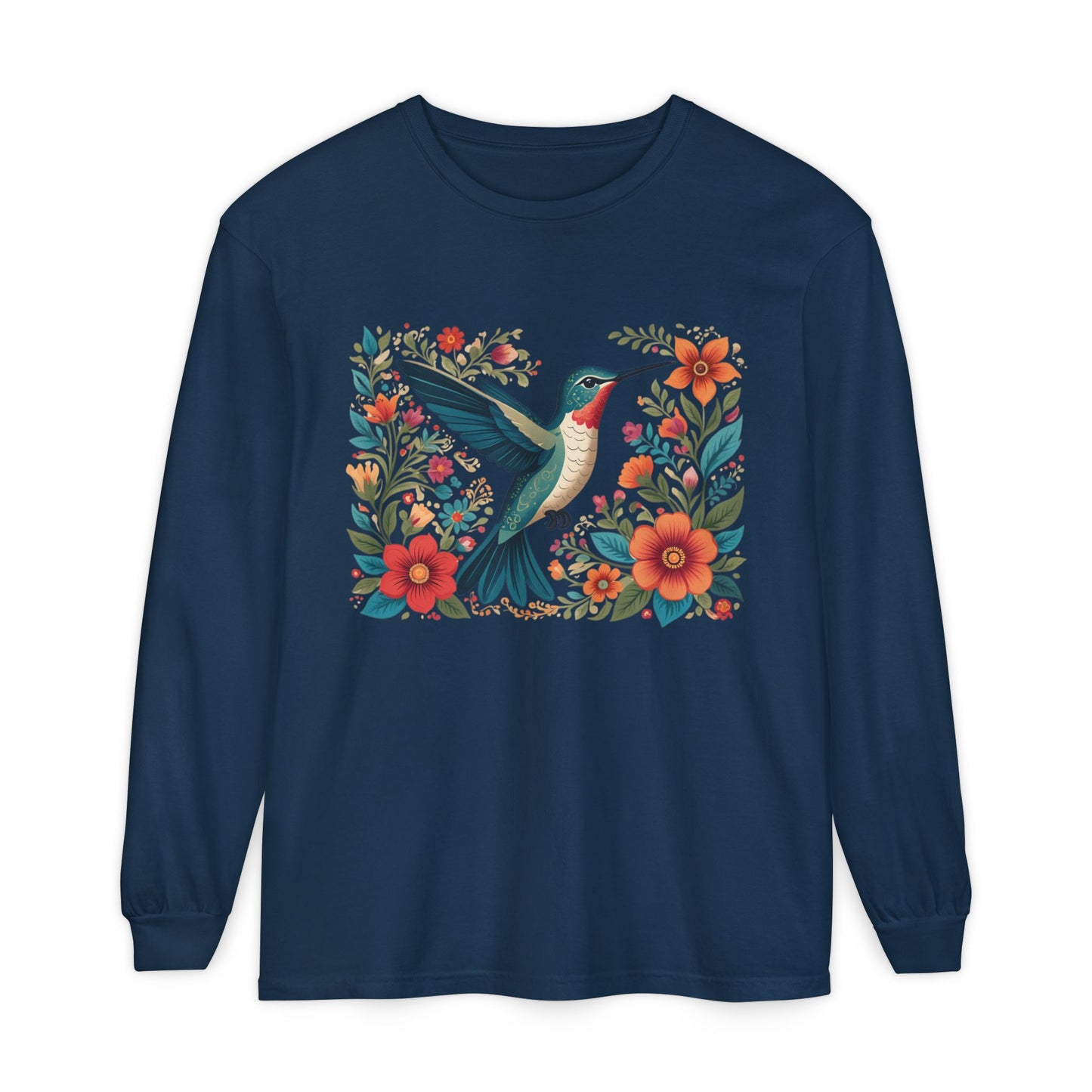 Hummingbird In Bloom Long Sleeve T-Shirt