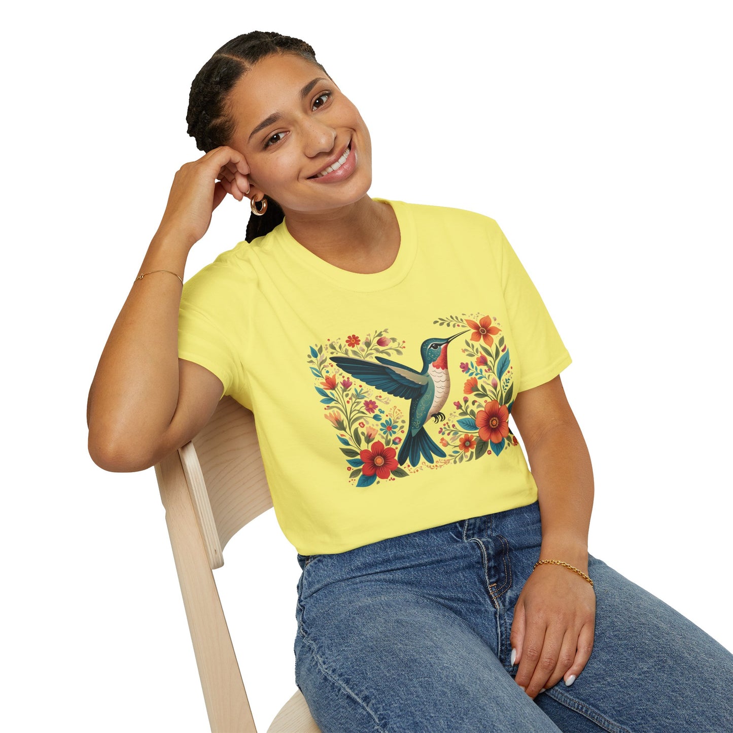 Hummingbird in Bloom Unisex Softstyle T-Shirt