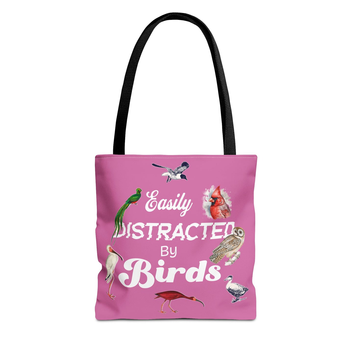 Easily Distracted by Birds Tote Bag in Pink - Fun and Quirky Bird Design for Bird Lovers