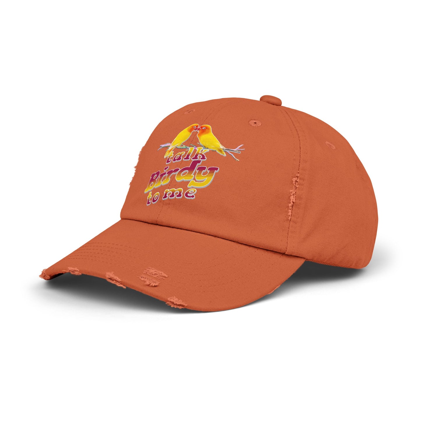 Talk Birdy To Me Distressed Cap, Casual Hat for Bird Lovers, Unique Gift for Nature Enthusiasts, Trendy Apparel for Outdoor Adventures