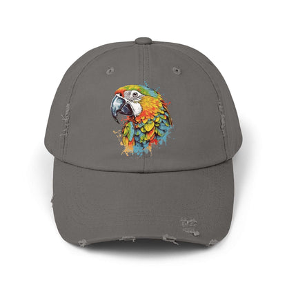 The Nerdy Birder Colorful Parrot Vintage Style Hat - Unisex Distressed Cap