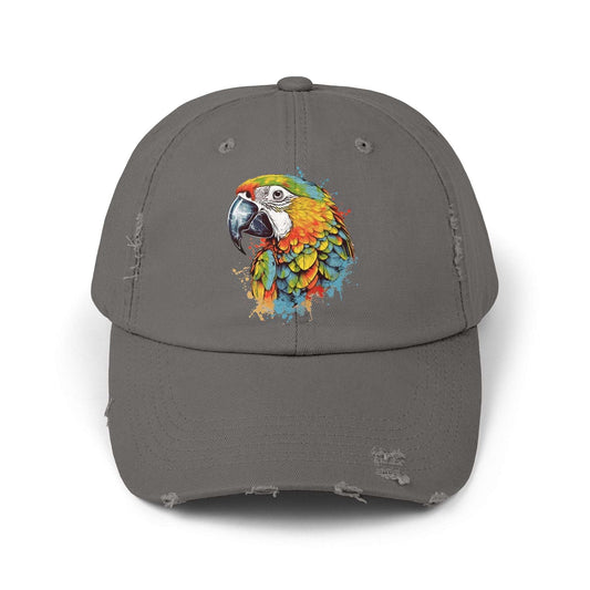 The Nerdy Birder Colorful Parrot Vintage Style Hat - Unisex Distressed Cap
