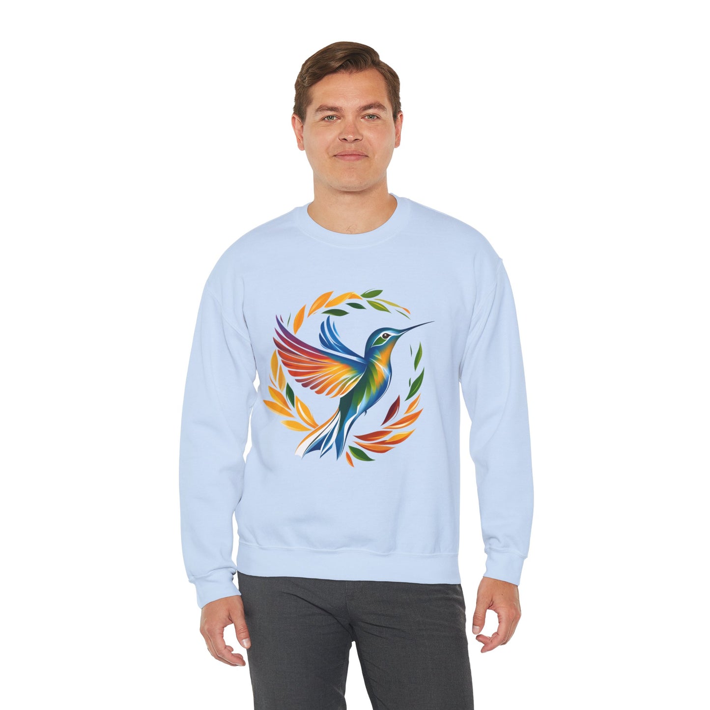 Hummingbird Rainbow Graphic Unisex Crewneck Sweatshirt