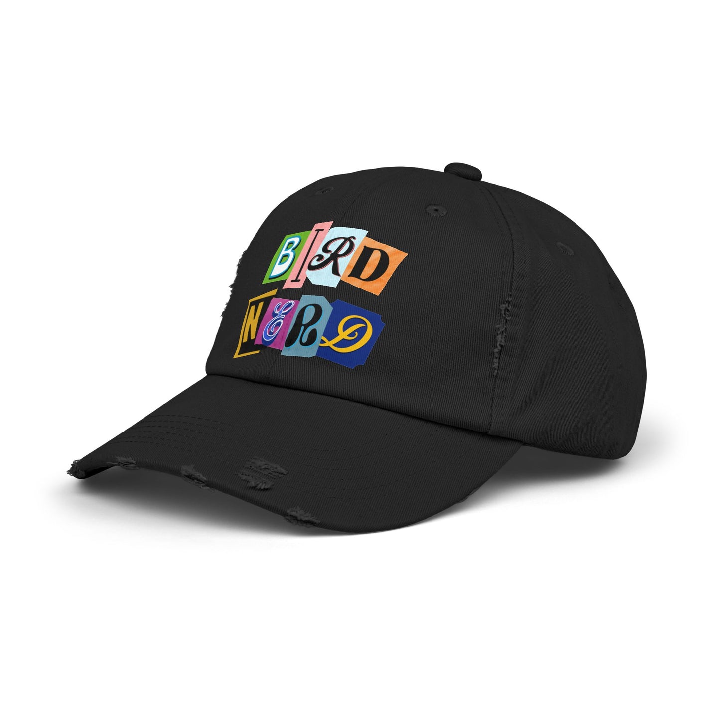 The Nerdy Birder - "Bird Nerd" Distressed Cap, Casual Hat for Bird Lovers, Unique Gift for Nature Enthusiasts, Trendy Apparel for Outdoor Adventures