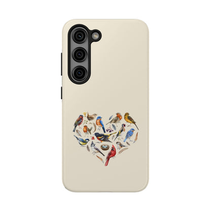 Bird Heart Tough Phone Cases - Cute Wildlife Design, Gift for Nature Enthusiasts, Durable Cases for Birdwatching