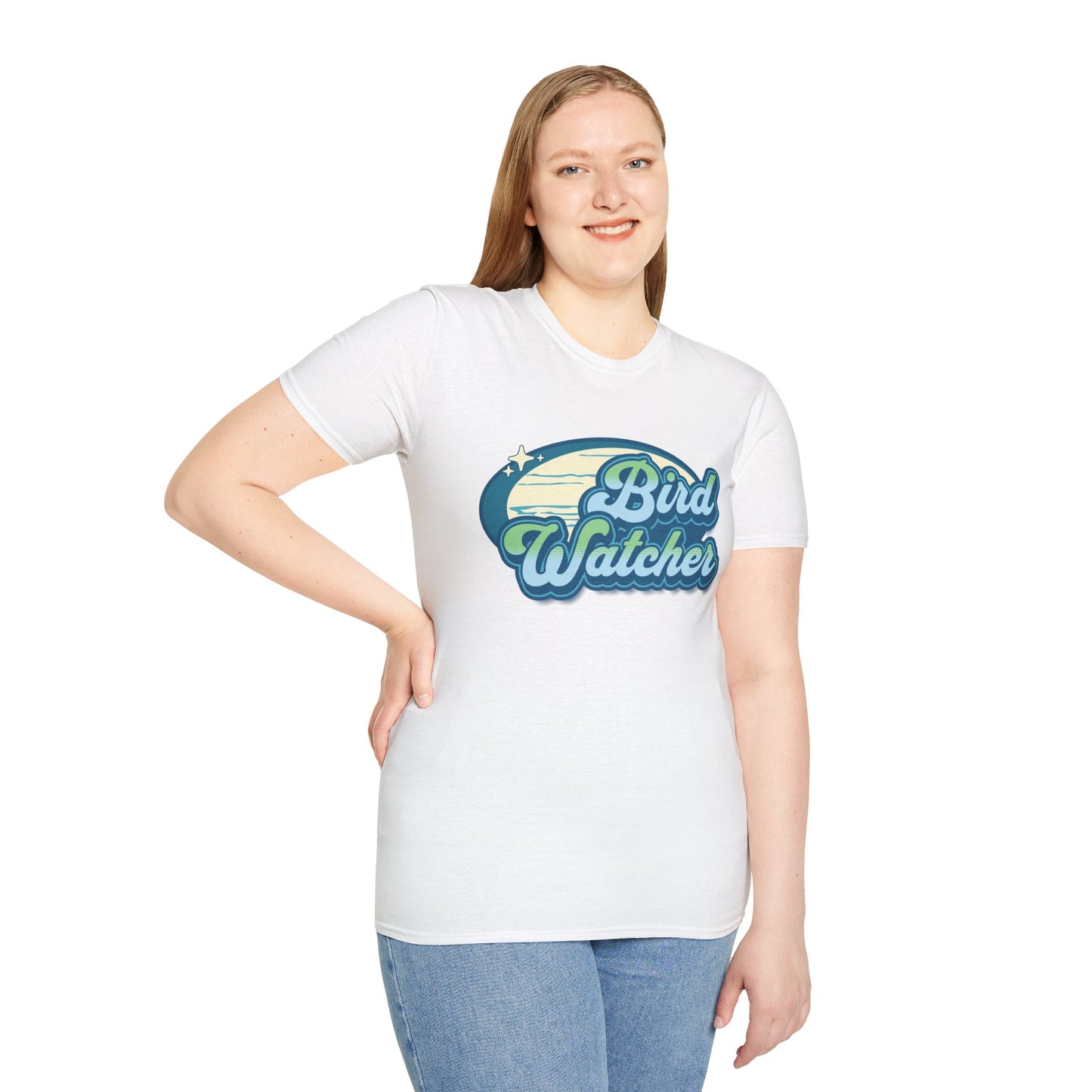 Bird Watcher Teal Unisex Softstyle T-Shirt - Retro Vibe Tee for Casual Wear