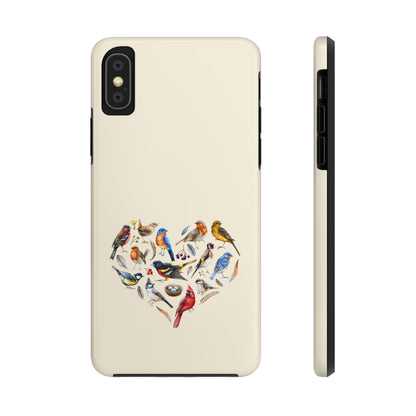 Bird Heart Tough Phone Cases - Cute Wildlife Design, Gift for Nature Enthusiasts, Durable Cases for Birdwatching