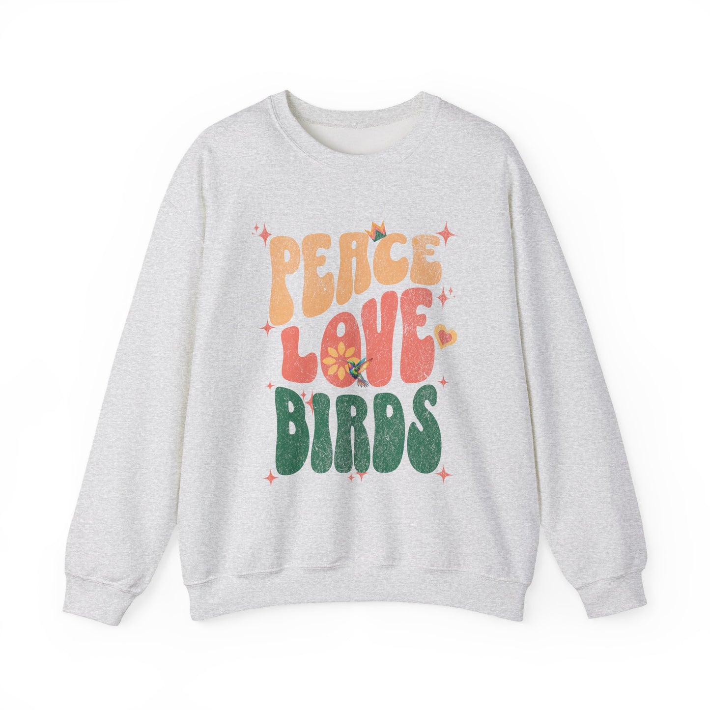 Peace Love Birds Crewneck Sweatshirt - Unisex Cozy Fashion for Nature Lovers