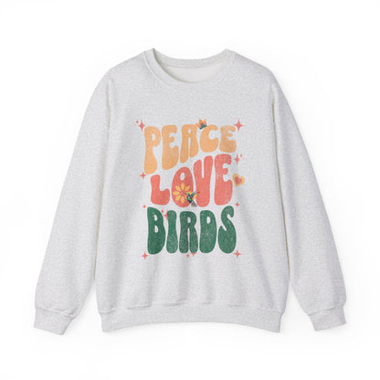 Peace Love Birds Crewneck Sweatshirt - Unisex Cozy Fashion for Nature Lovers