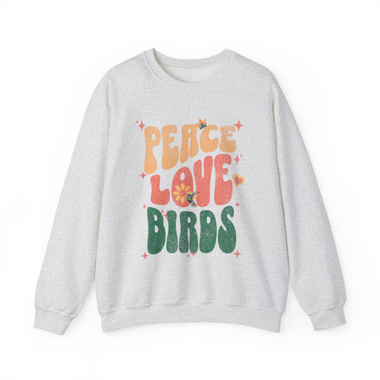 Peace Love Birds Crewneck Sweatshirt - Unisex Cozy Fashion for Nature Lovers