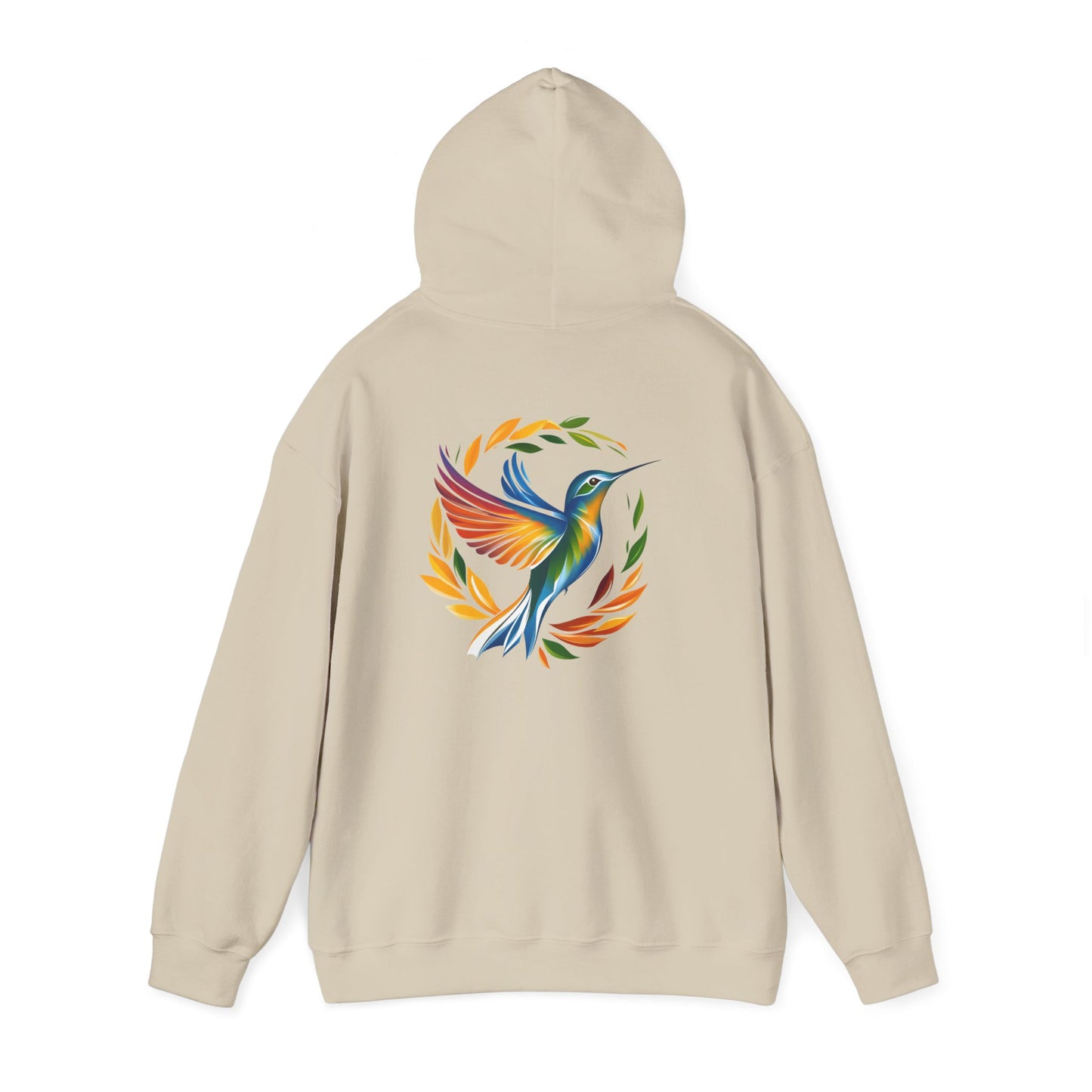 Hummingbird Rainbow Hoodie Back Design - Cozy Sweatshirt for Nature Lovers
