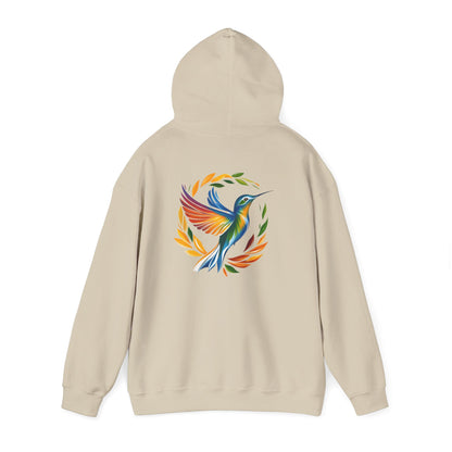 Hummingbird Rainbow Hoodie Back Design - Cozy Sweatshirt for Nature Lovers