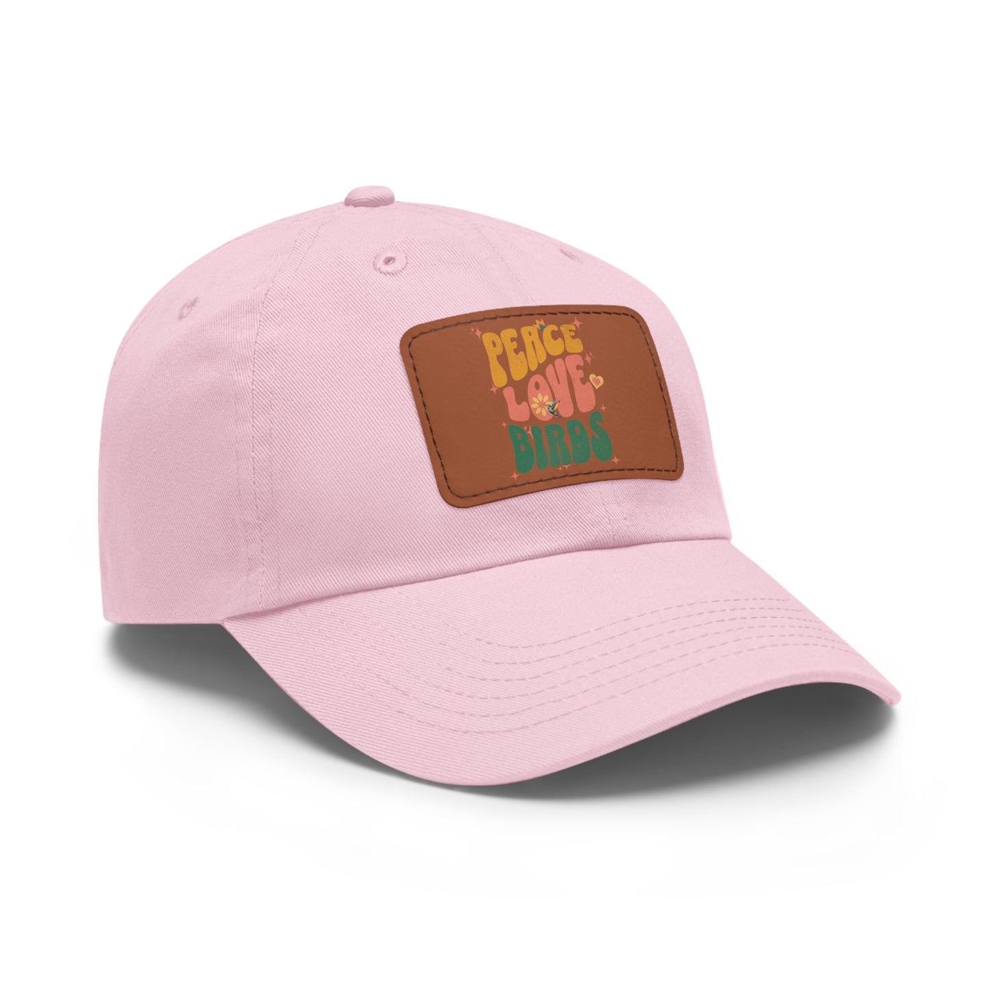 Peace Love Birds  Hat with Leather Patch, Casual Cap for Bird Lovers