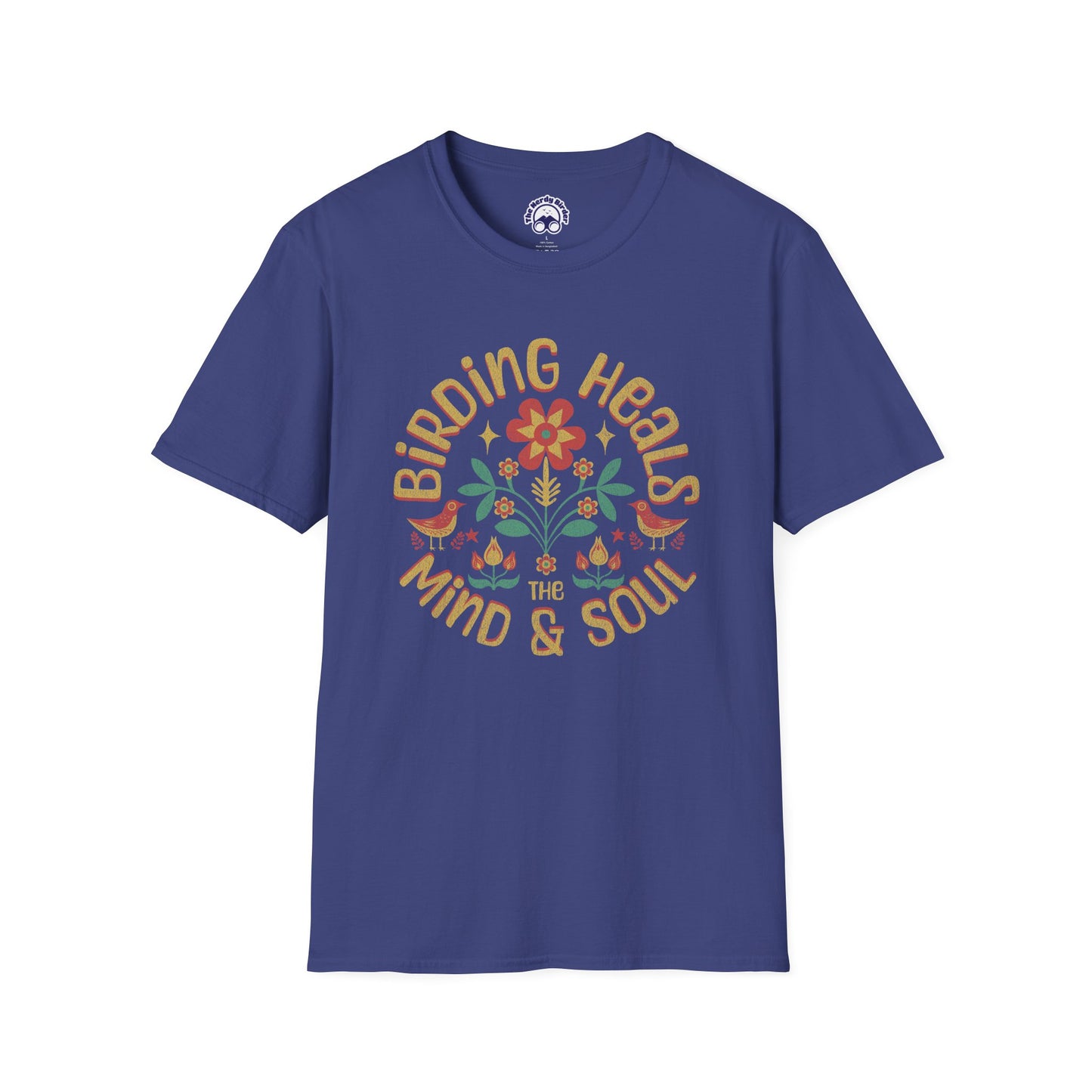 Birding Heals the Mind & Soul – Bird Lover Folk Art T-Shirt
