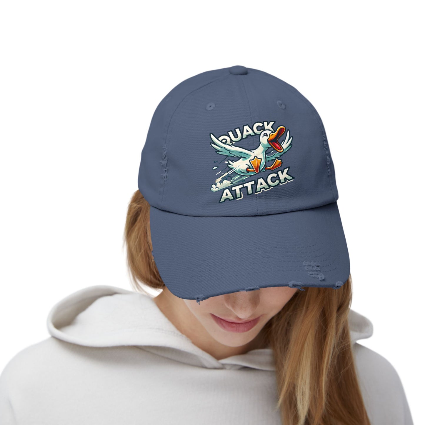 The Nerdy Birder Quack Attack Vintage Style Hat - Unisex Distressed Cap