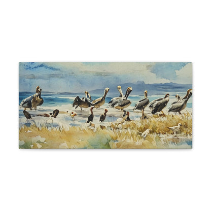 Coastal Pelican Canvas Gallery Wraps - Nautical Wall Art for Beach Lovers